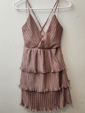 Altar'd State Tiered Mini Dress S Micro Pleated Boho-Chic Babydoll Fairy NWT